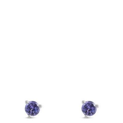 Round Tanzanite Studs, 14K White Gold