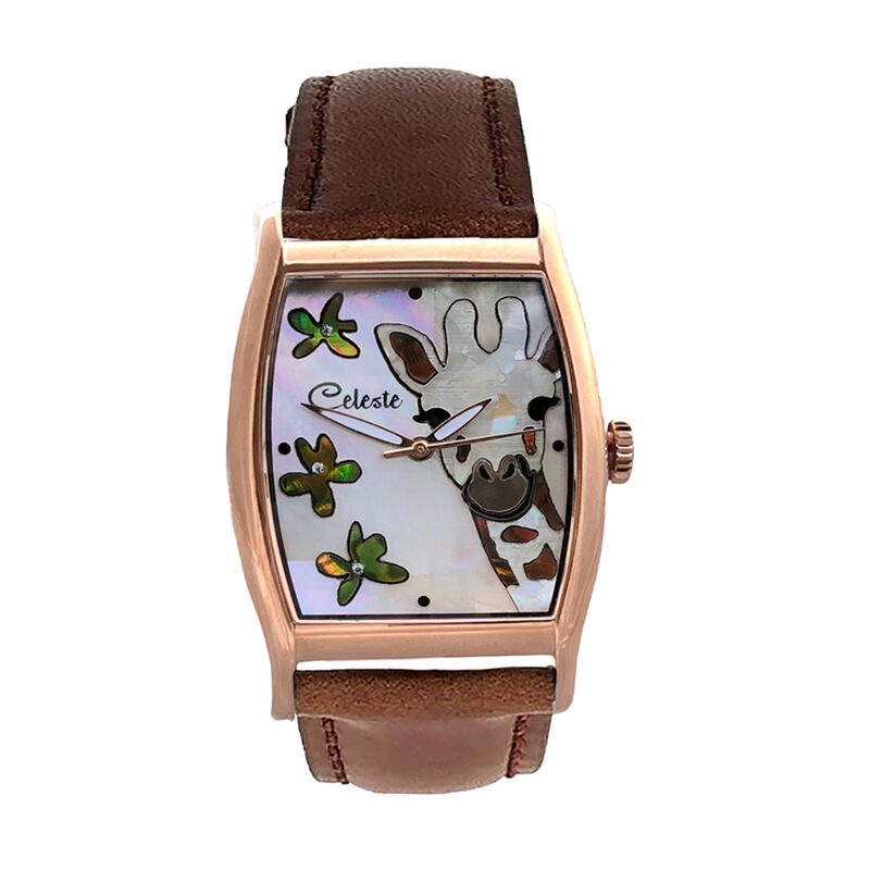 Celeste Giraffe Mother of Pearl Dial Watch, 43mm x 30mm