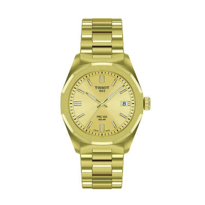 TISSOT PRC 100 Solar Champagne Dial Watch, 34mm
