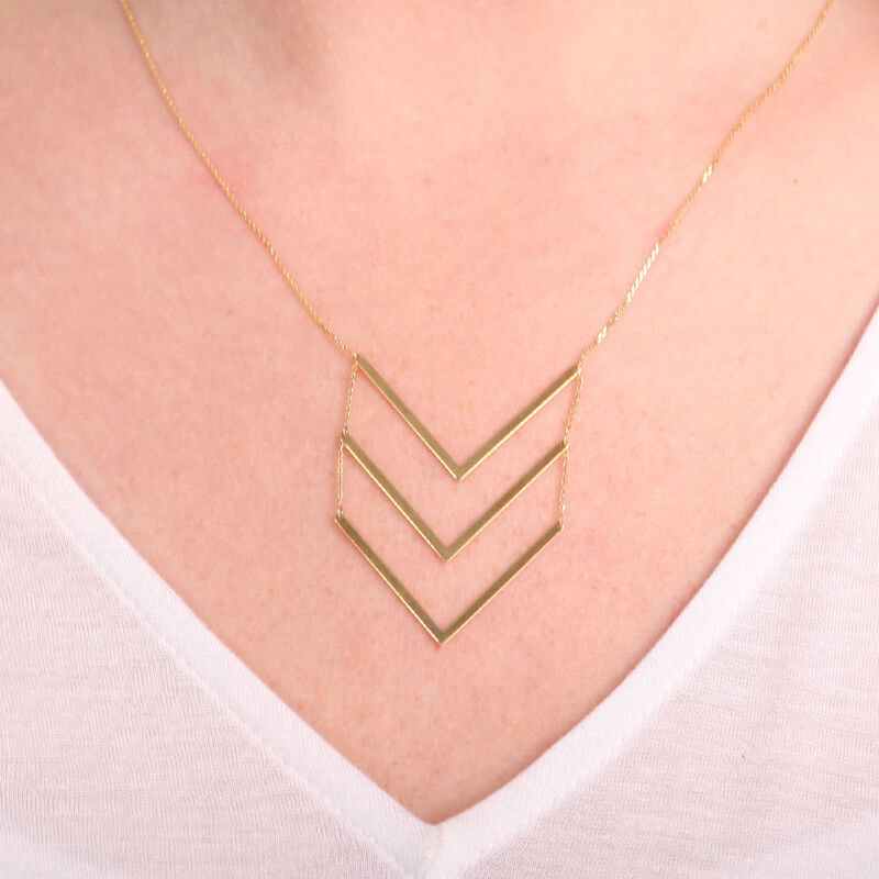 Tiered Chevron Necklace 14K image number 1
