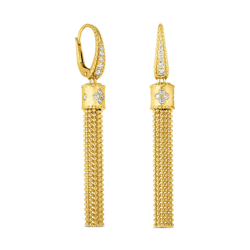 Roberto Coin Princess Beaded Tassel Diamond Earrings 18K image number 1