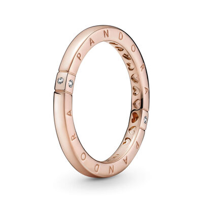 Pandora Logo & Hearts CZ Ring