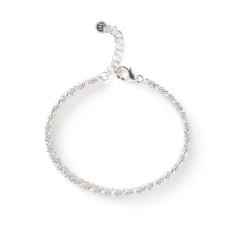 Toscano 7-Inch Double Row Flexy Beaded Bracelet, 14K White Gold image number 0