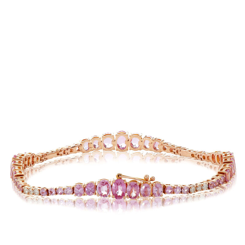 Rose Gold Ombré Pink Sapphire & Diamond Tennis Bracelet 14K