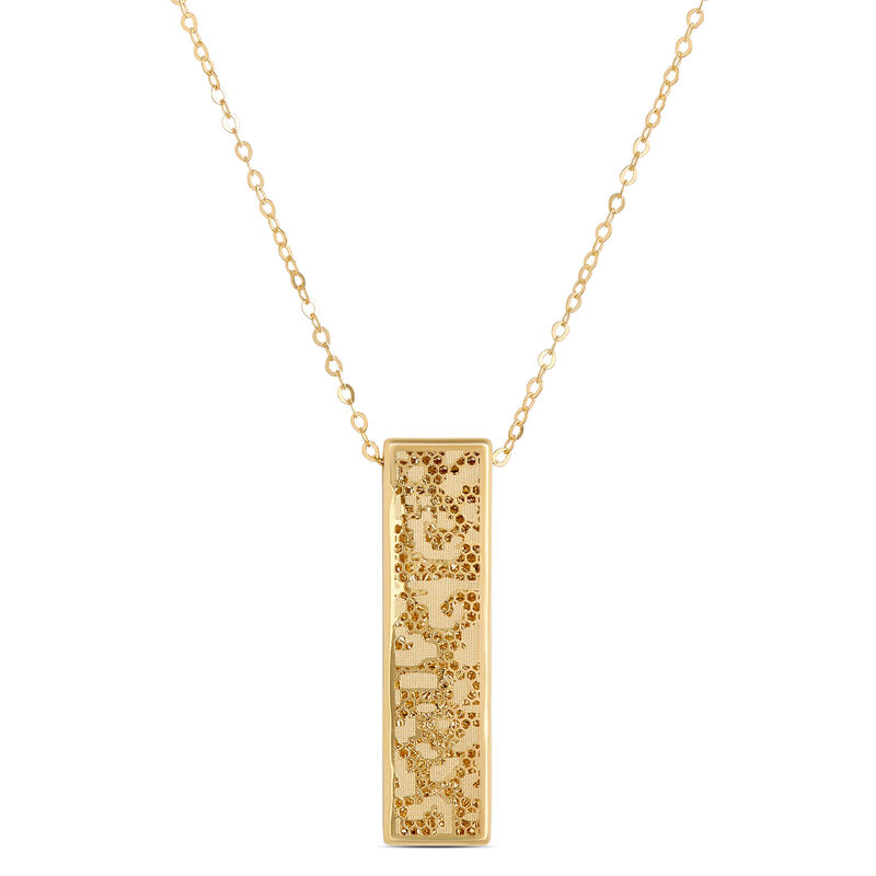 Embroidered Bar Pendant, 14K Yellow Gold image number 0