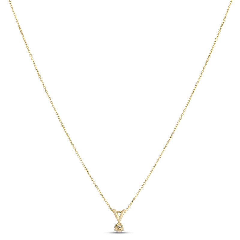 Solitaire Round Diamond Pendant Necklace, 14k Yellow Gold image number 1