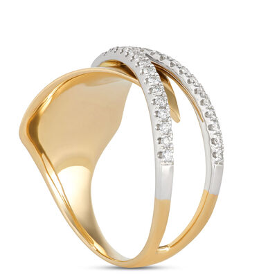 Split Shank Two-Tone Diamond Ring, ⅕ Carat Total Weight, 14K White and Yellow Gold