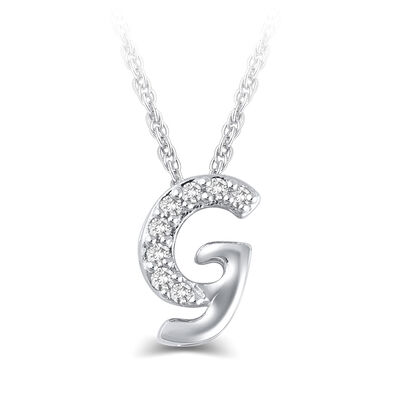 Diamond "G" Initial Pendant 14K