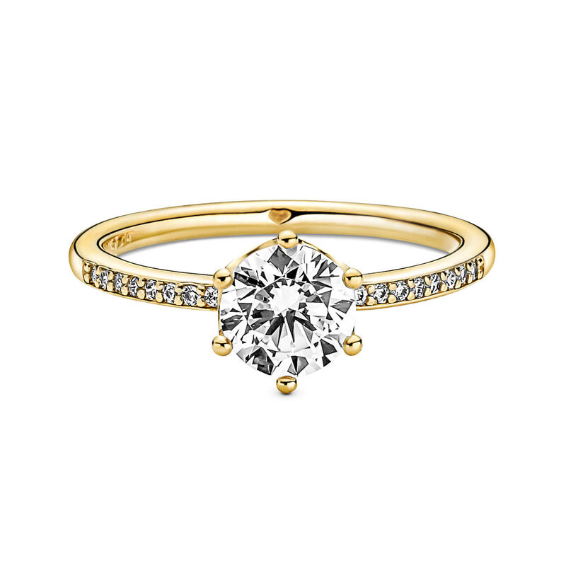 Pandora Clear Sparkling Crown Solitaire CZ Ring image number 2