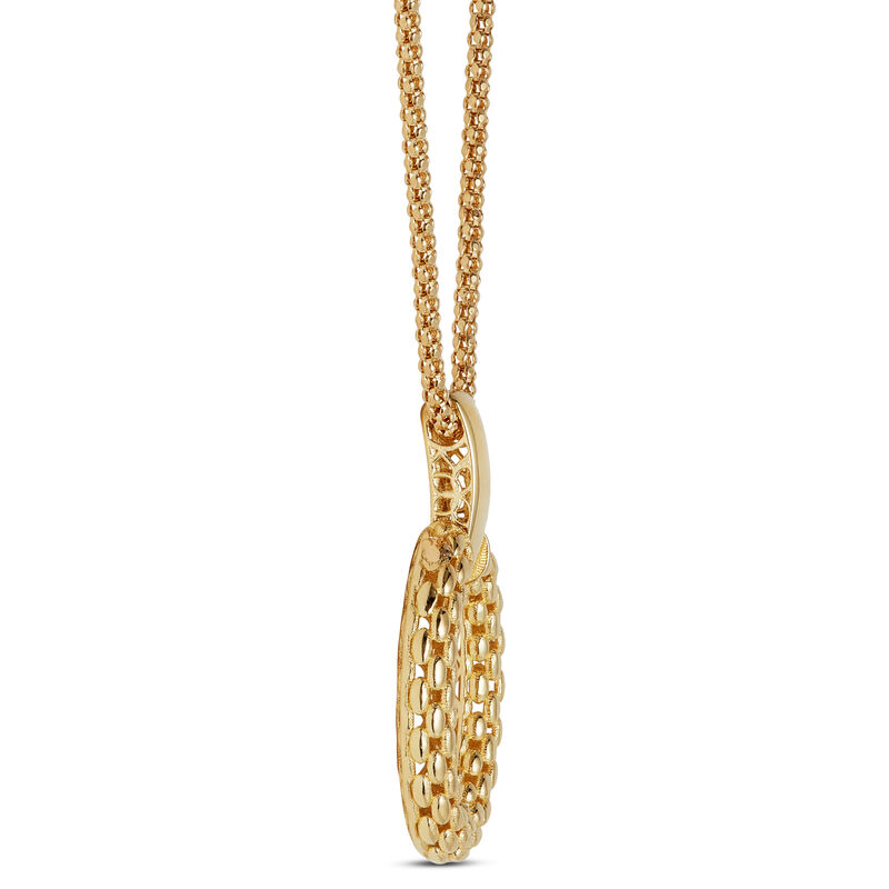 Toscano Textured Oval Drop Pendant, 14K Yellow Gold image number 1