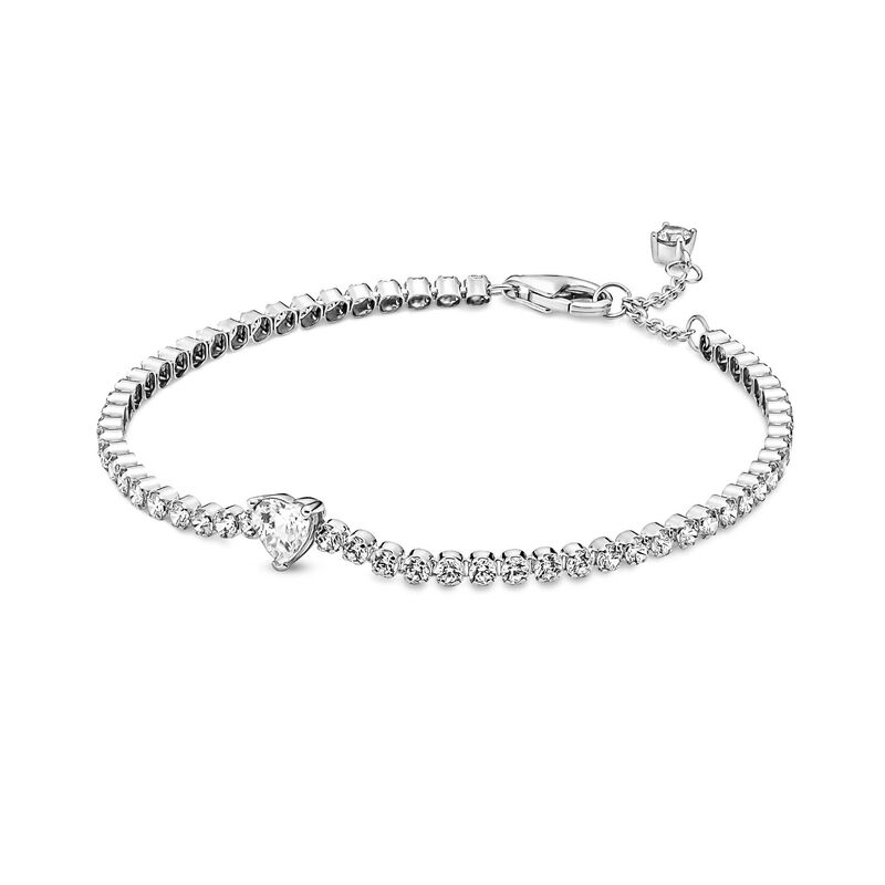 Pandora Clear Sparkling Heart CZ Tennis Bracelet image number 0