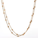 Rose Gold Moon Cut Oval Bead Station Necklace 14K, 34"
