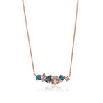 Rose Gold Scattered Cluster Morganite & Blue Topaz Necklace 14K