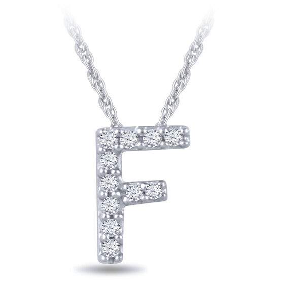 Diamond Initial Pendant 14K Letter 'F'
