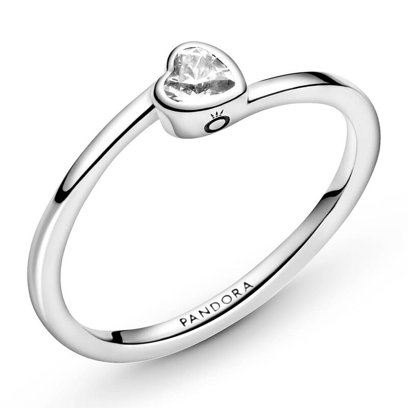 Pandora Clear Tilted Heart Solitaire CZ Ring image number 3