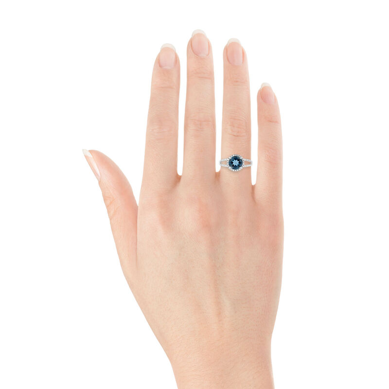 Blue Topaz & White Sapphire Ring, 14K White Gold image number 3