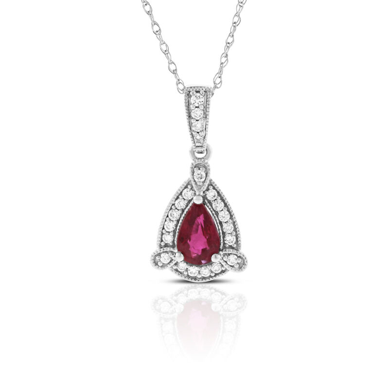 Ruby & Diamond Necklace 14K image number 0