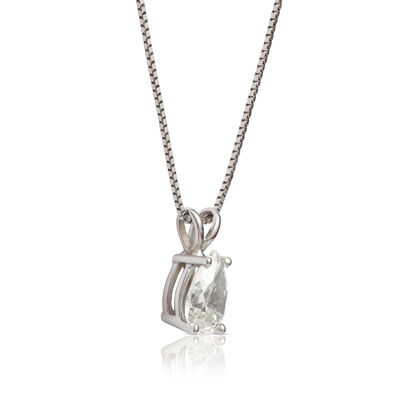 Pear Shaped Diamond Pendant, &frac12; Carat Total Weight, 14K White Gold