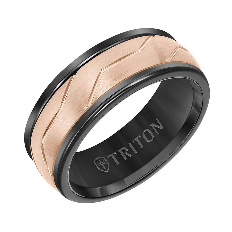 TRITON Woven Finish Round Edge Contemporary Tungsten Wedding Band, 8MM image number 0