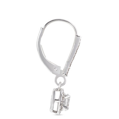 Oval Diamond Leverback Earrings, 14K White Gold