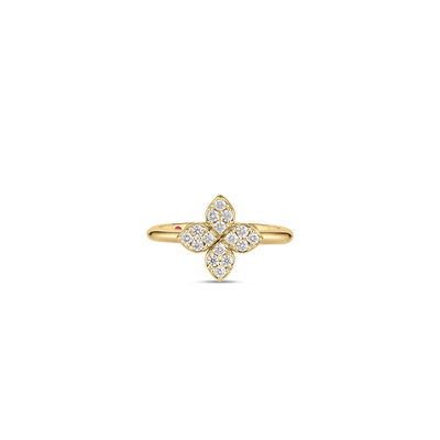 Roberto Coin 18k Yellow Gold Love In Verona Medium Pav&eacute; Diamond Flower Ring