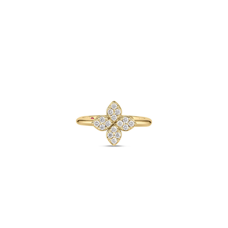 Roberto Coin 18k Yellow Gold Love In Verona Medium Pav&eacute; Diamond Flower Ring image number 0