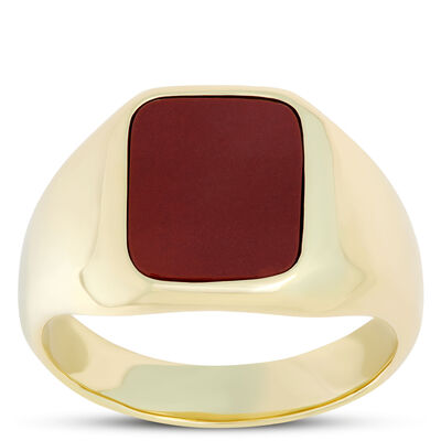 Cushion Red Jasper Ring, 14K Yellow Gold