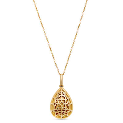 Pear-Shaped Opal and Diamond Pendant Necklace, 14K Yellow Gold