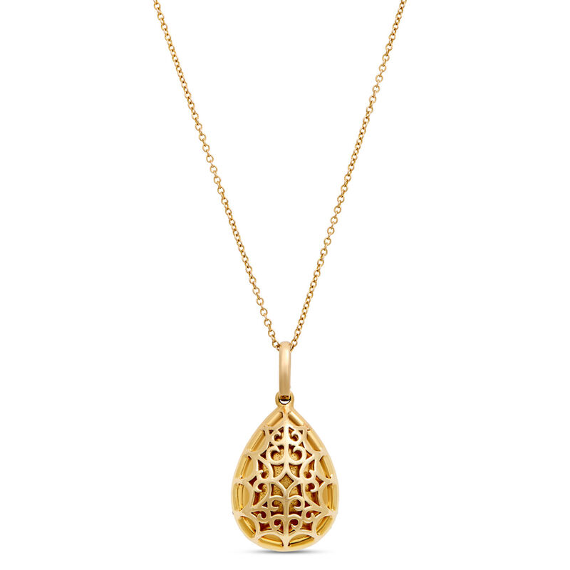 Pear-Shaped Opal and Diamond Pendant Necklace, 14K Yellow Gold image number 1