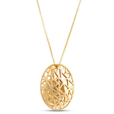 Filigree Pendant Necklace with Diamond Cluster, 1 Carat, 14k Yellow Gold