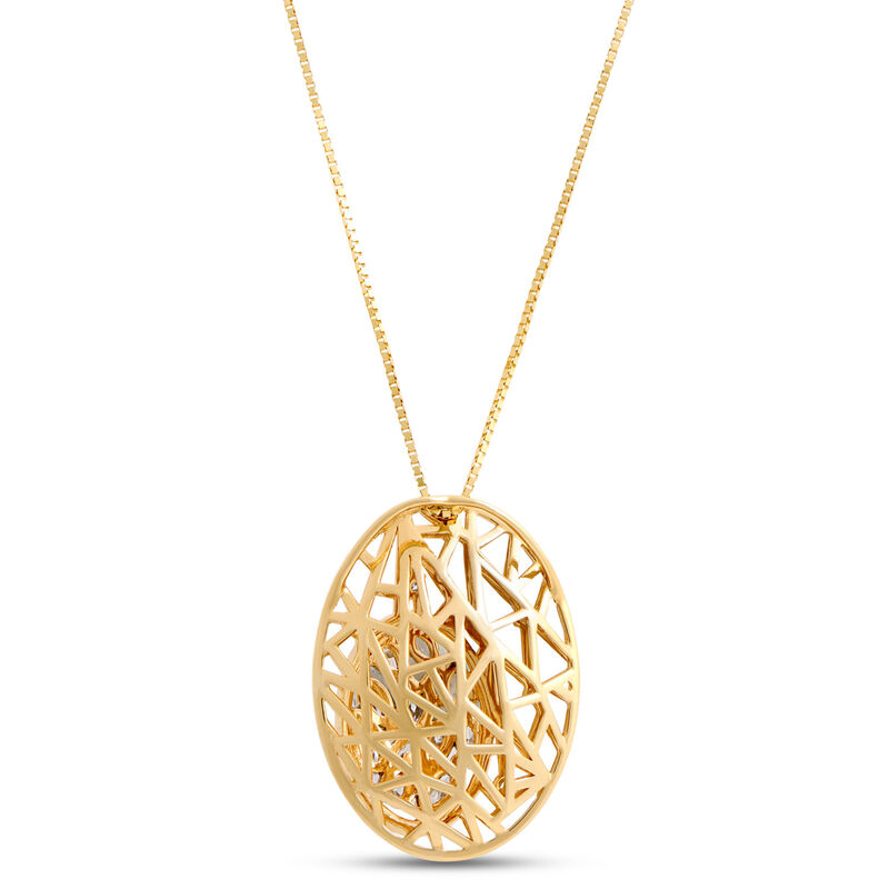 Filigree Pendant Necklace with Diamond Cluster, 1 Carat, 14k Yellow Gold image number 1