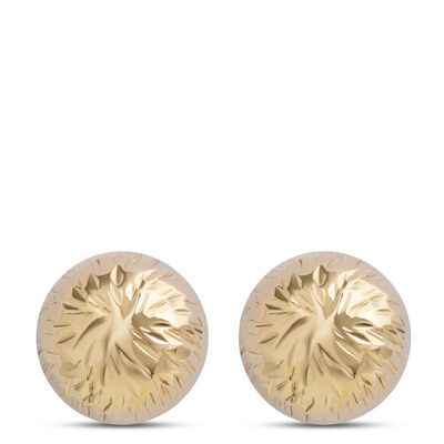Brite Cut Button Stud Earrings, 14k Yellow Gold