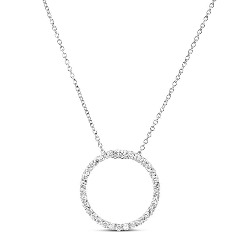Circle Diamond Pendant Necklace, 14K White Gold image number 0