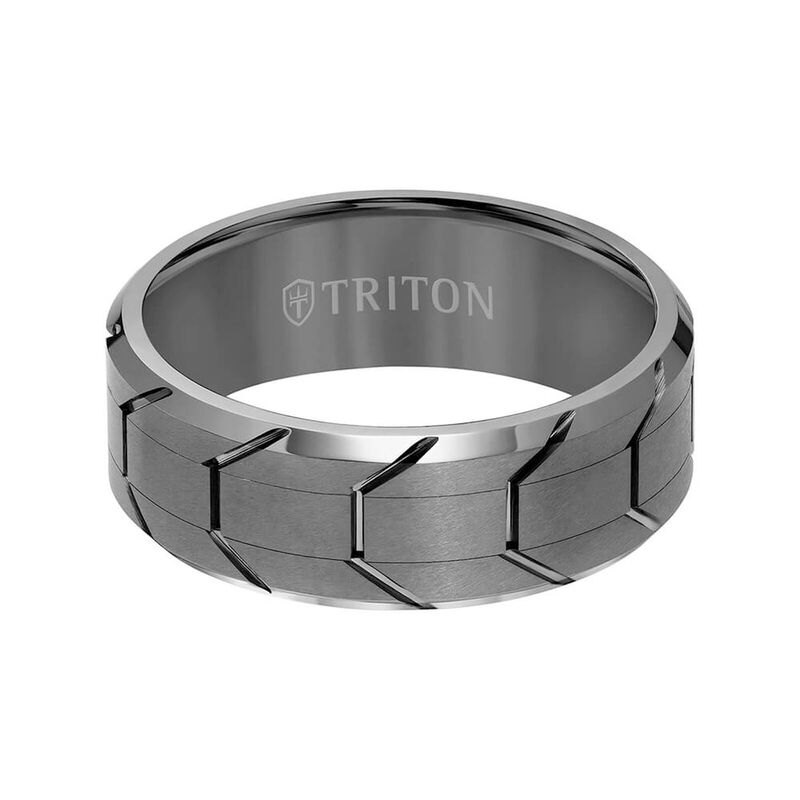 TRITON Contemporary Comfort Fit Gunmetal Tire Tread Band in Tungsten, 8 mm&nbsp; image number 1