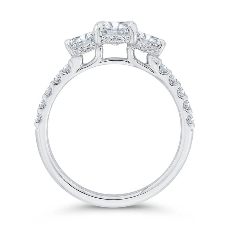 Bella Ponte 3-Stone Oval Diamond Engagement Ring, 14K White Gold image number 3