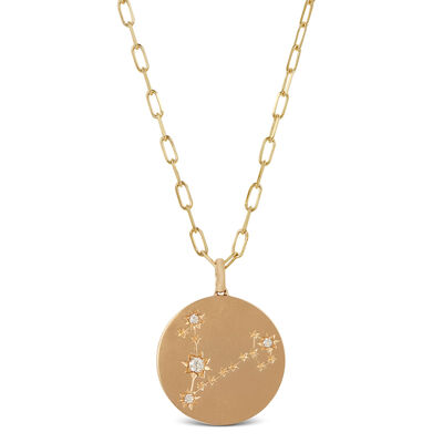 Ikuma Canadian Diamond Pisces Zodiac Necklace, 14K Yellow Gold