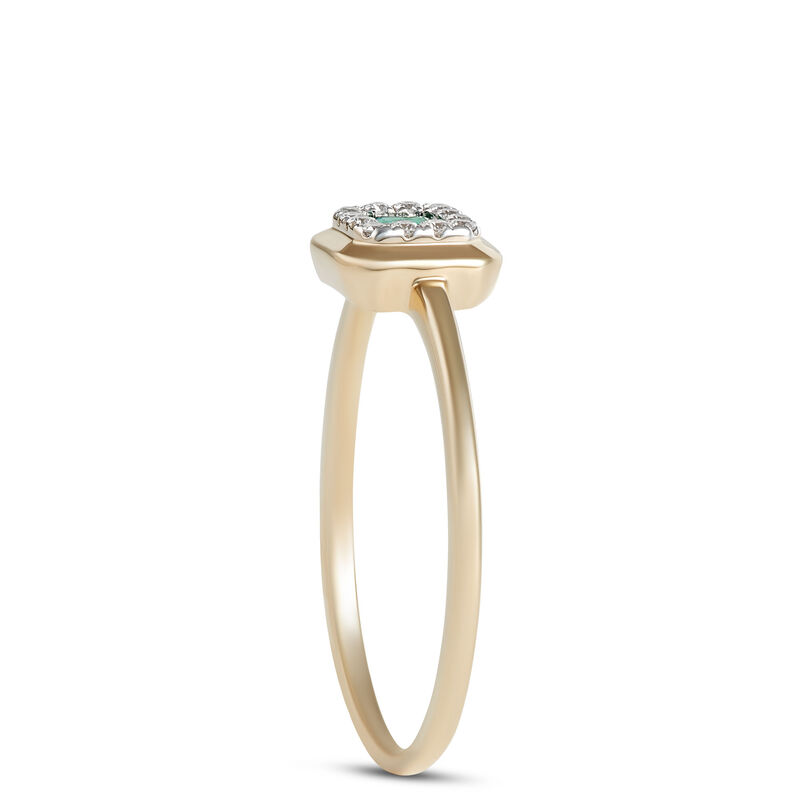 Square Emerald Diamond Halo Ring, 14K Yellow Gold image number 1