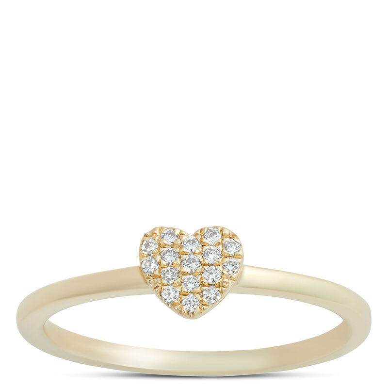 Heart-Shaped Pave Diamond Ring, 14K Yellow Gold image number 0