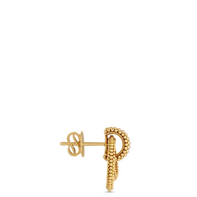 Beaded Gold Circle Earrings with Baguette Diamonds, &frac12; Carat Total Weight, 18K Yellow Gold