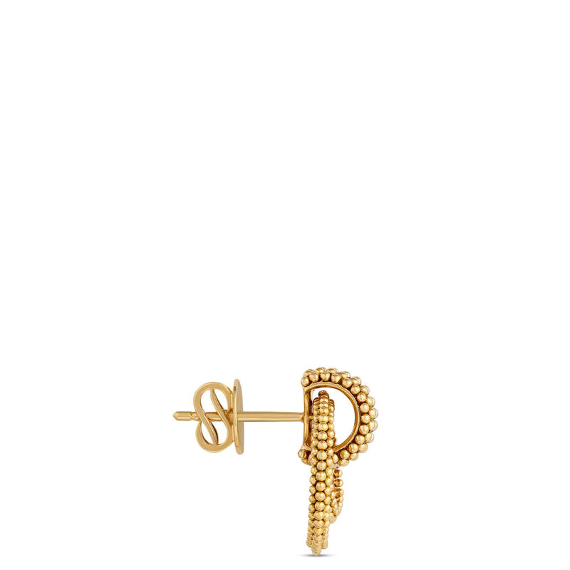 Beaded Gold Circle Earrings with Baguette Diamonds, &frac12; Carat Total Weight, 18K Yellow Gold image number 1