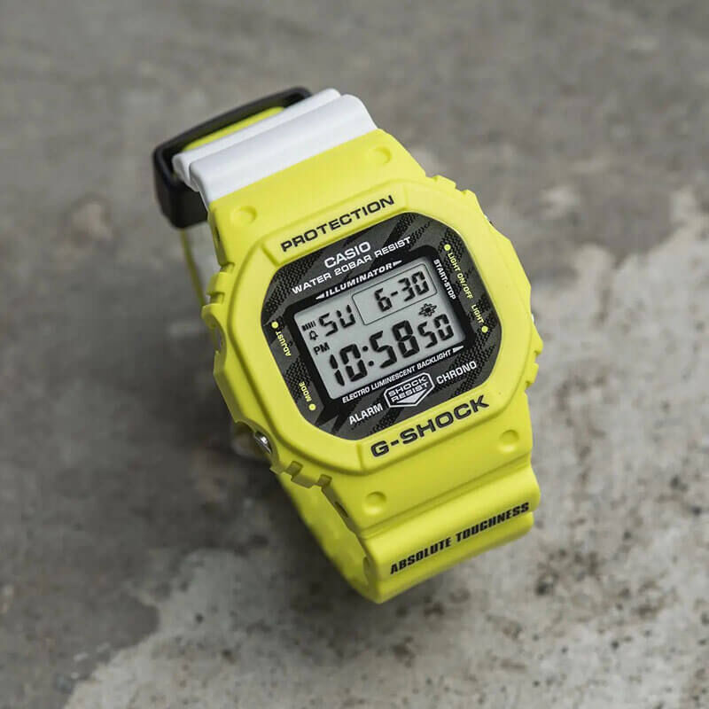 G-Shock Yellow & White Rectangular Digital Watch, 48.9mm image number 2
