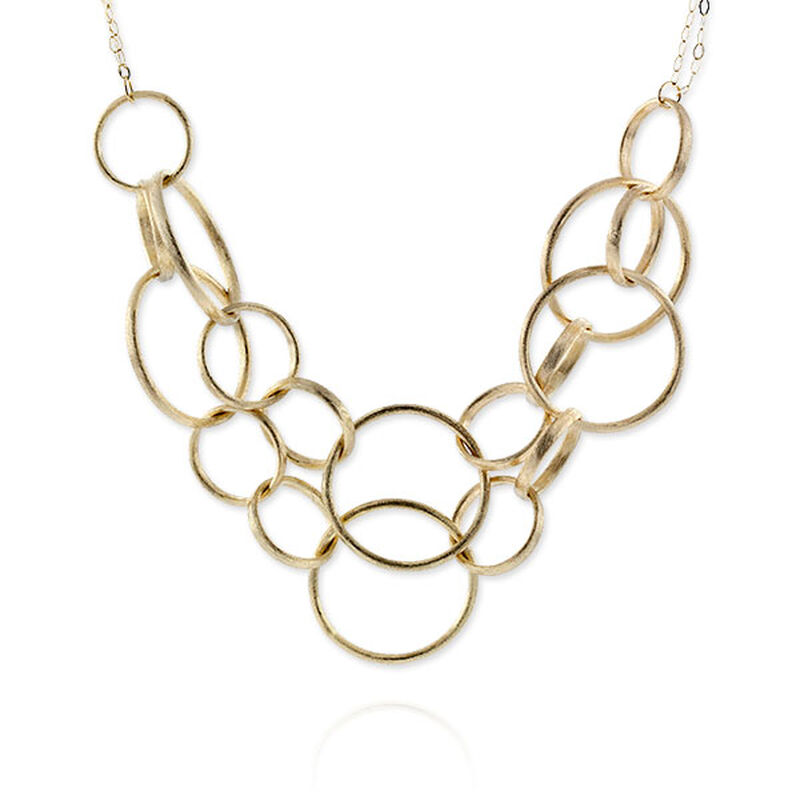 Toscano Interlocking Rings Bib Necklace 14K, 18" image number 3