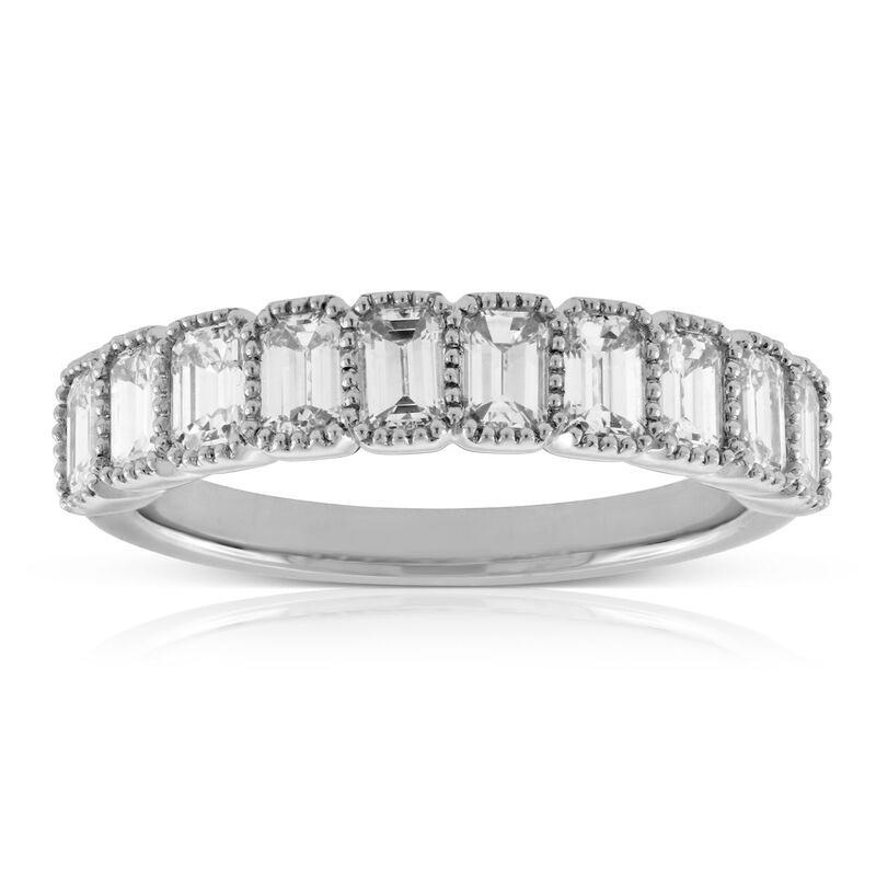 Bezel Set Emerald Cut Diamond Ring 14K image number 1