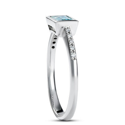 Baguette Aquamarine Ring, 14k White Gold