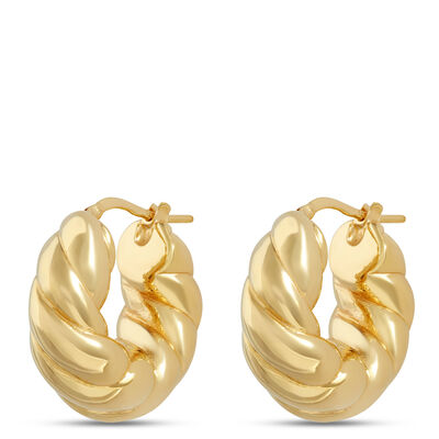 Toscano Twisted Hoop Earrings, 14K Yellow Gold