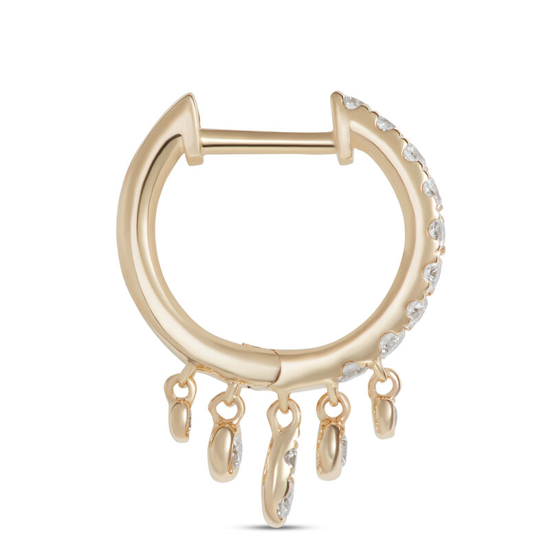 Hoop Diamond Dangle Earrings, 14K Yellow Gold image number 1