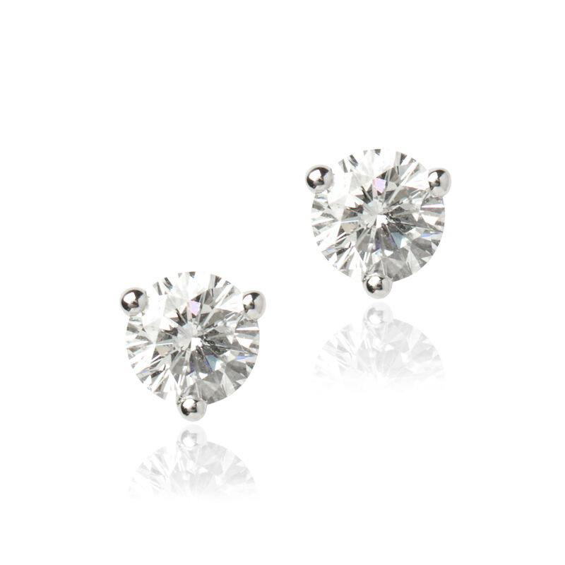 Three-Prong Diamond Studs, Platinum image number 0