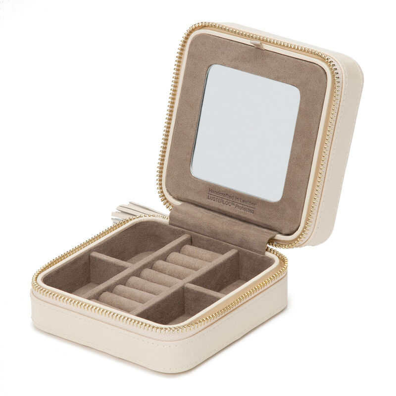 WOLF Caroline Beige Leather Zip Travel Case image number 0
