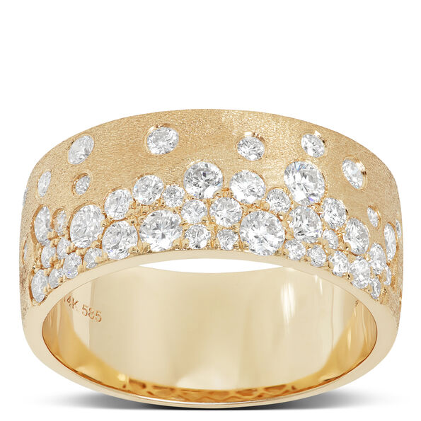 Confetti Diamond Ring Sized 7, 14K Yellow Gold