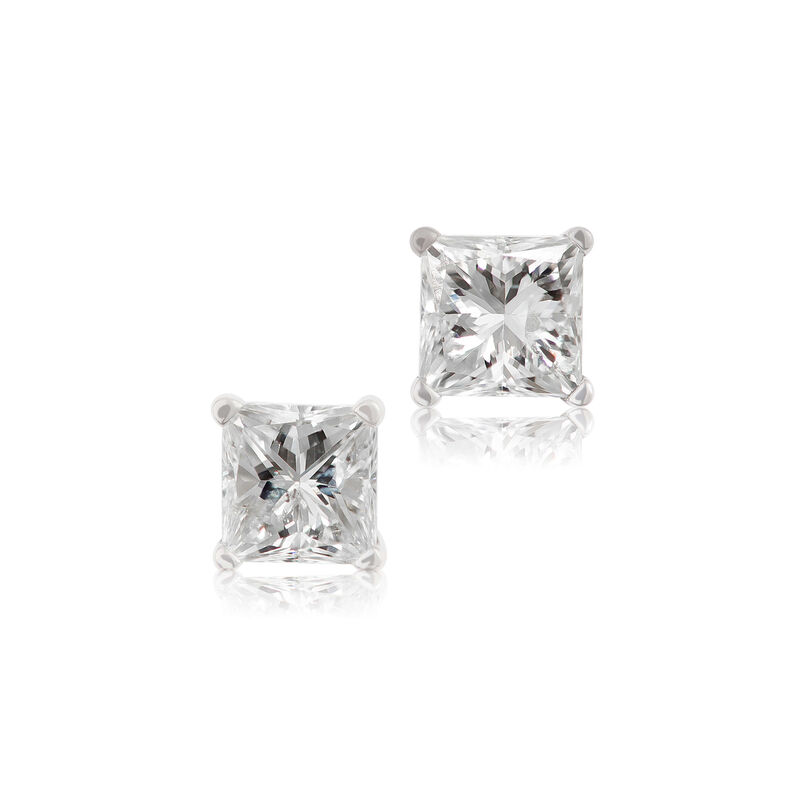 Princess Cut Diamond Solitaire Stud Earrings 14K, 3/4 ctw. image number 0